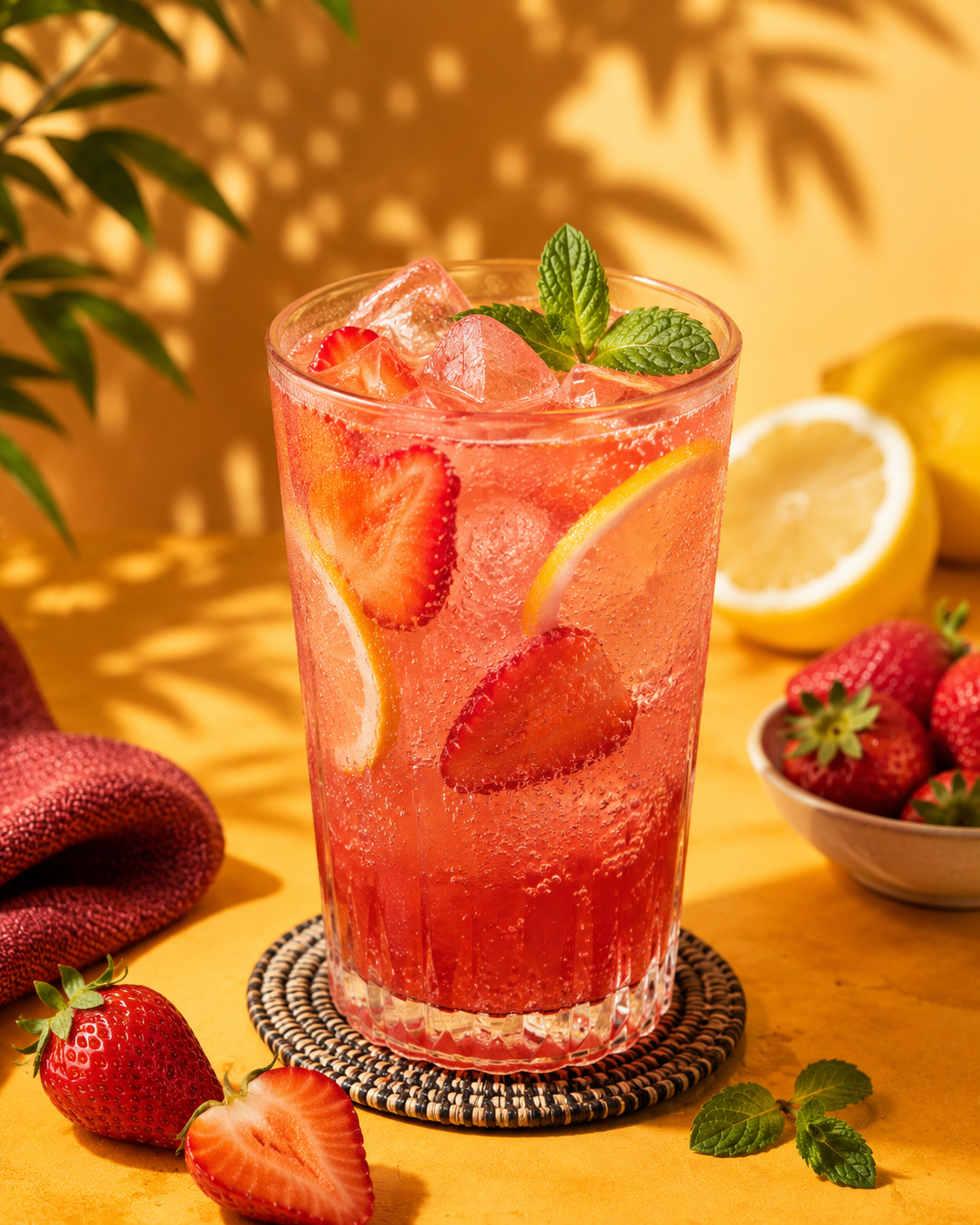 Strawberry lemonade with ice