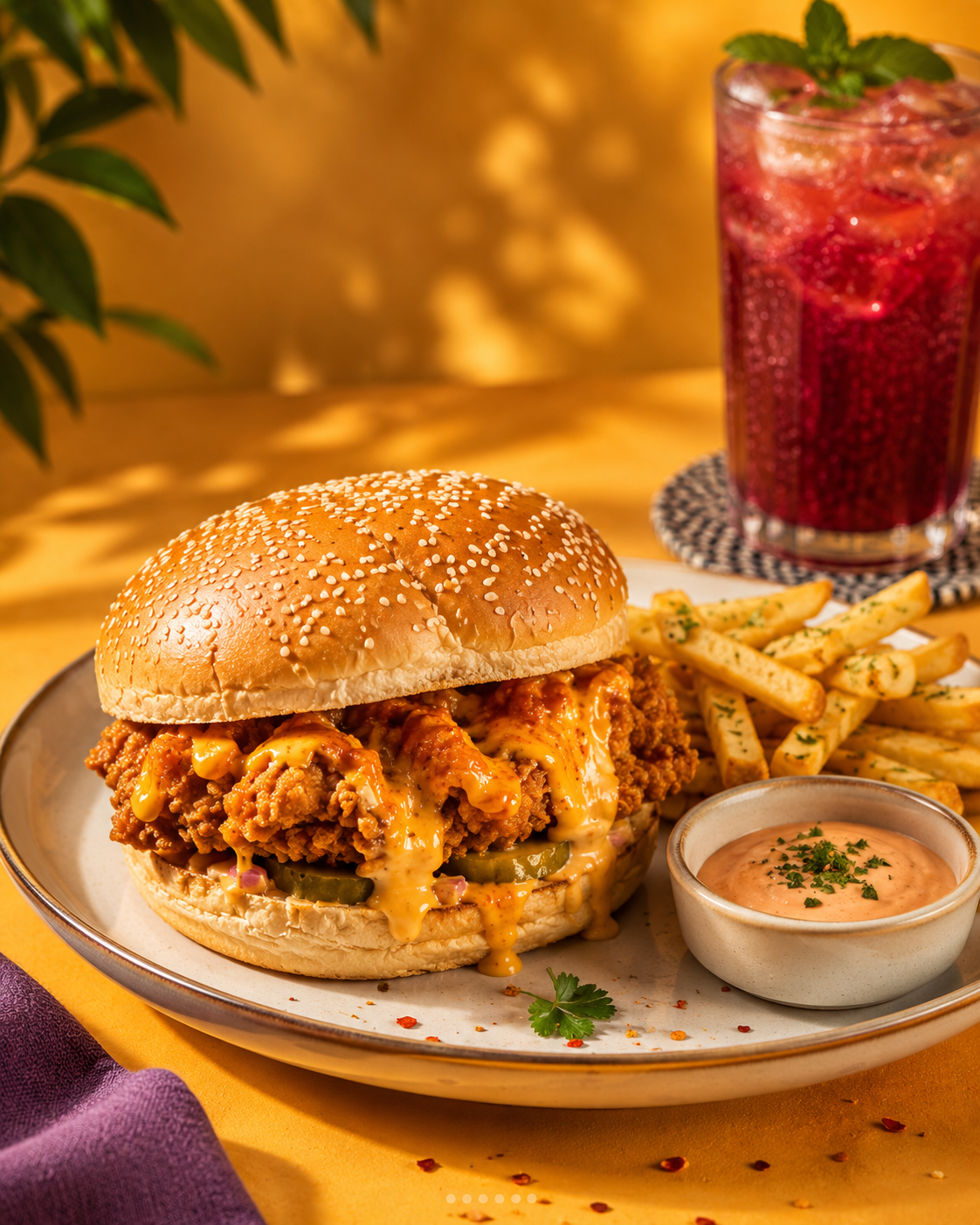 Lava Cafe crispy chicken burger